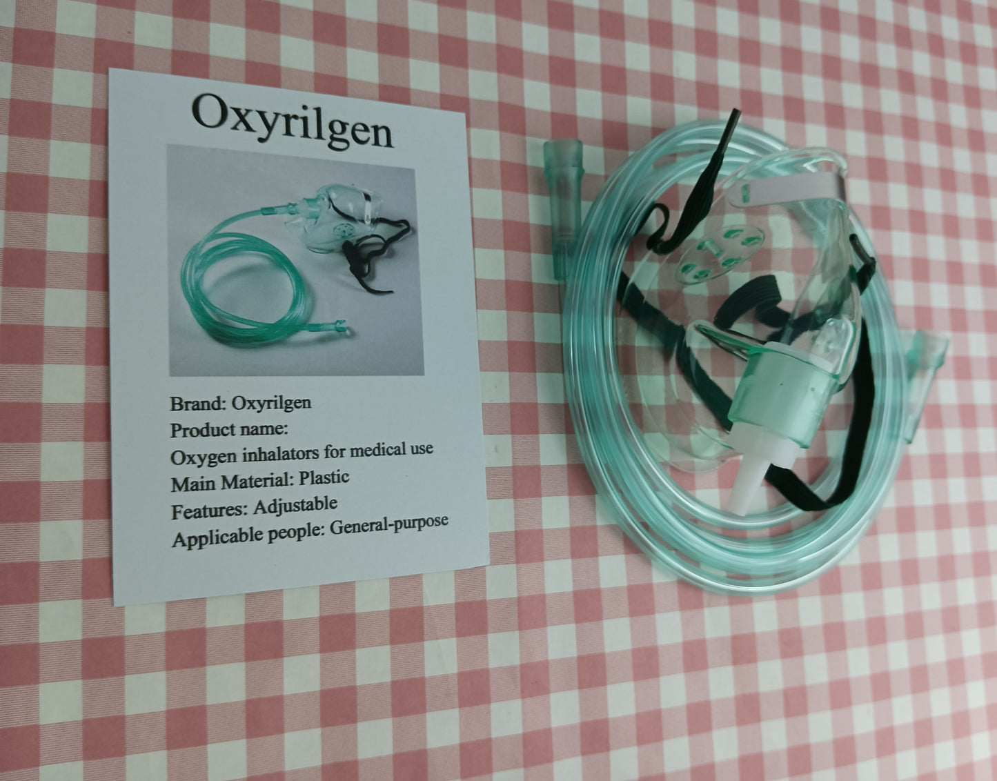 Oxyrilgen Oxygen inhalators for medical use, sold empty Disposable Oxygen Mask Oxygen Absorption Adult Child Infant Oxygen Mask Green 1.5m Nose Clip