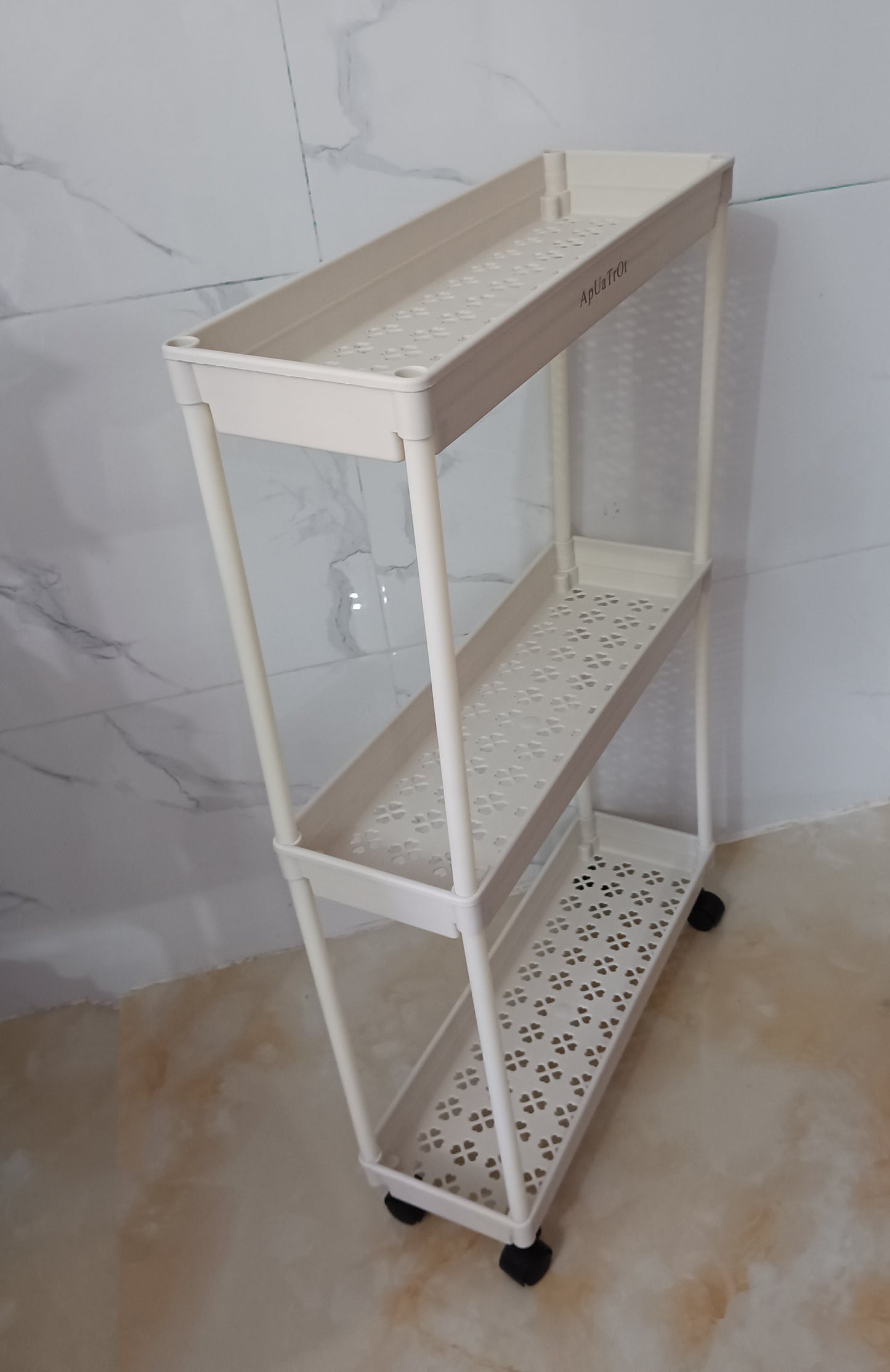 ApUaTrOt Trolleys Trolley Shelf Floor Standing Kitchen Vegetable Basket Multi Tier Mobile Bathroom Bathroom Bedside Snack Storage Bookshelf